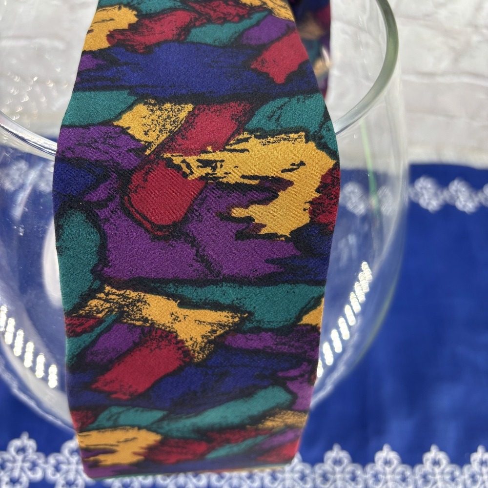 Vintage J. Garcia Silk Tie Abstract Men Multicolor USA Art Deadhead